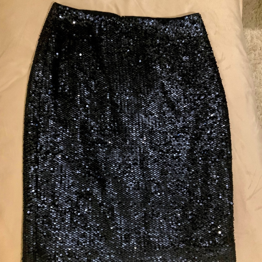 Ann Taylor Blue M Sequin Skirt Party Cocktail Sparkle Wedding guest Date